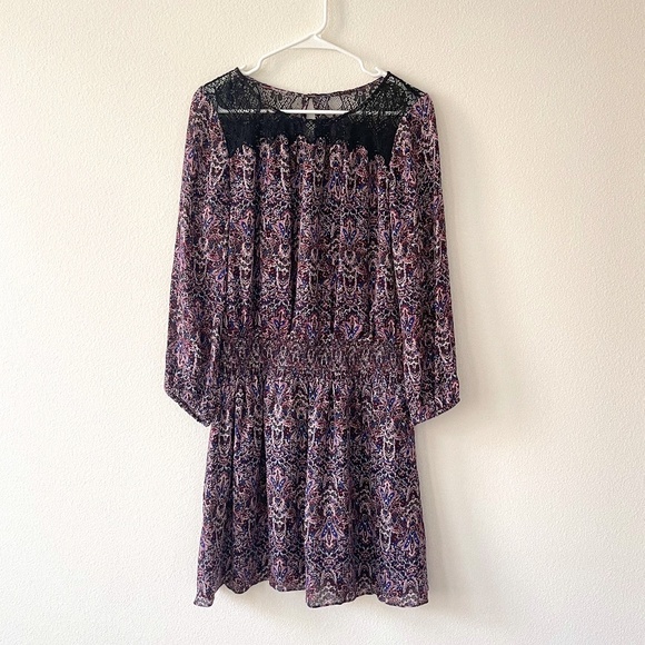 Joie Dresses & Skirts - Joie Lace Trim Silk Floral Dress Purple Size Large